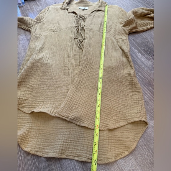 Strait Poema Collared Tie Blouse Tan M/L - Picture 9 of 10